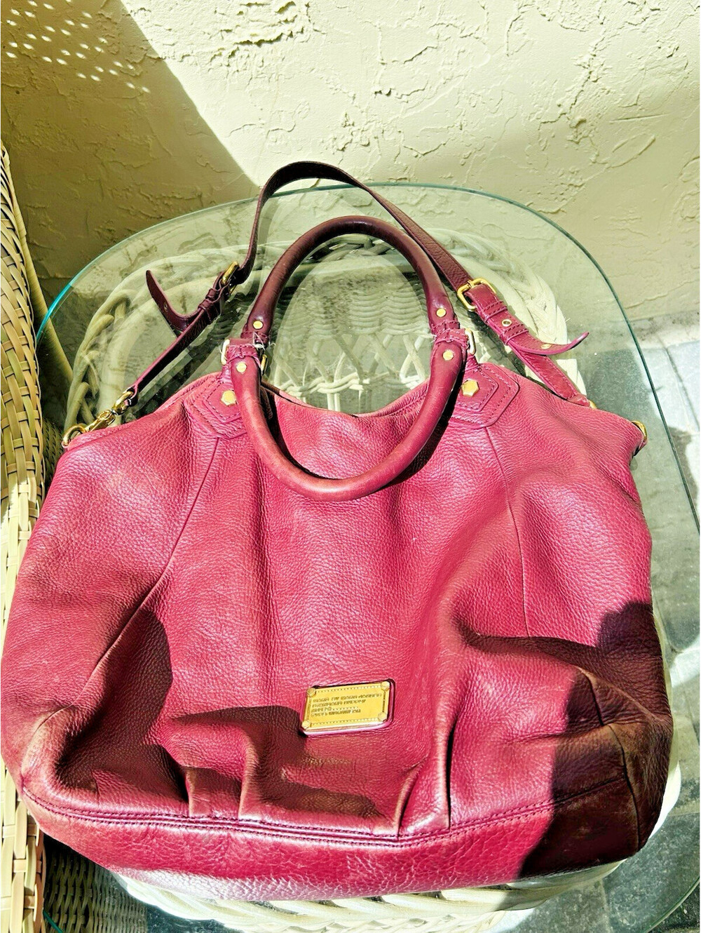 Vtg MARC by MARC JACOBS Classic Q Francesca Pebbled Leather Designer Lux Bag Y2K